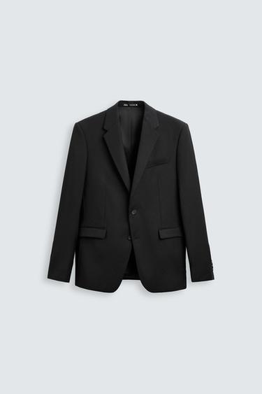 Zara TEXTURED SUIT JACKET - Black
