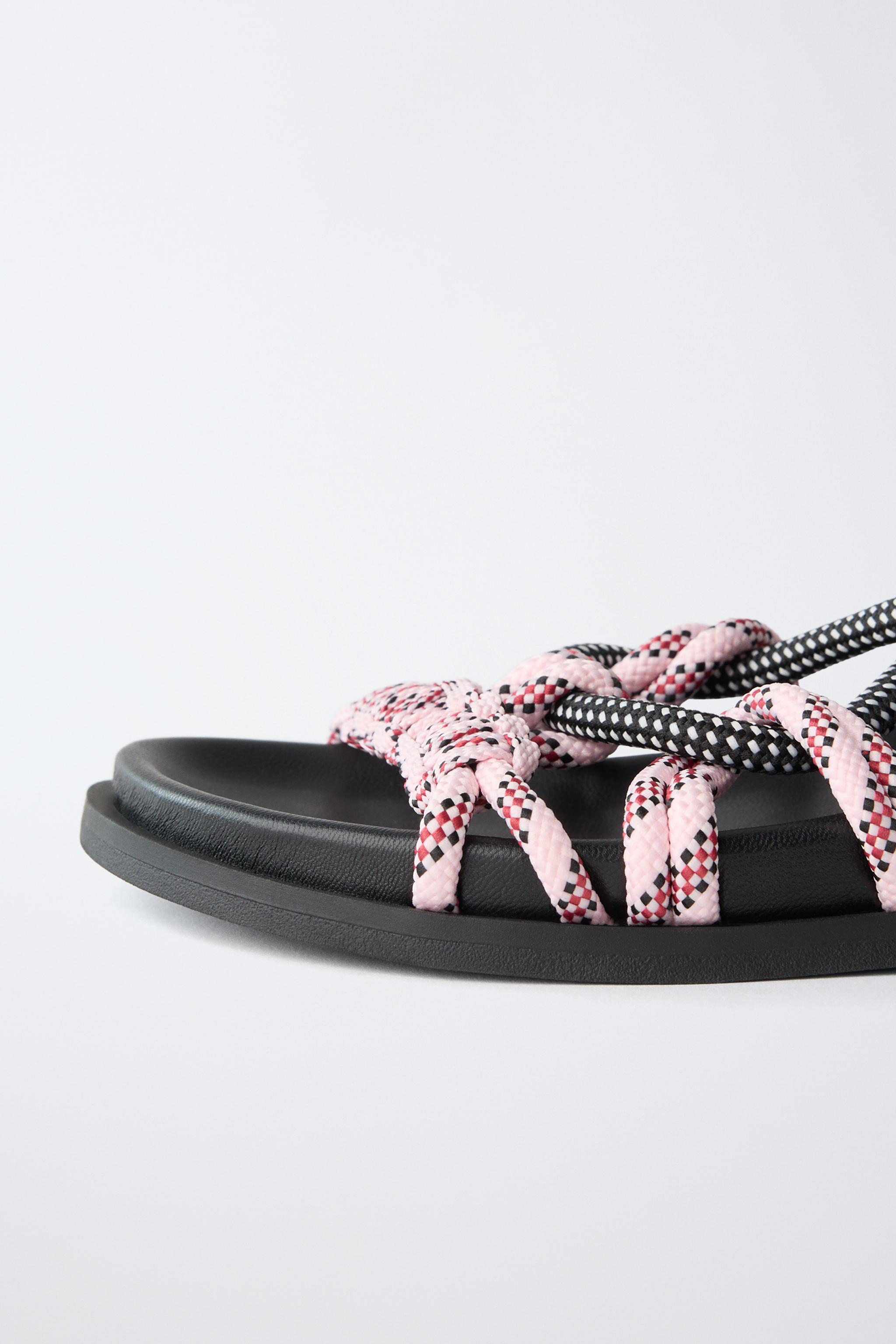 靴 DRAW CORD SANDALS 靴 DRAW CORD SANDALS ROPE DESIGN LEATHER SANDALS - Sandy Brown