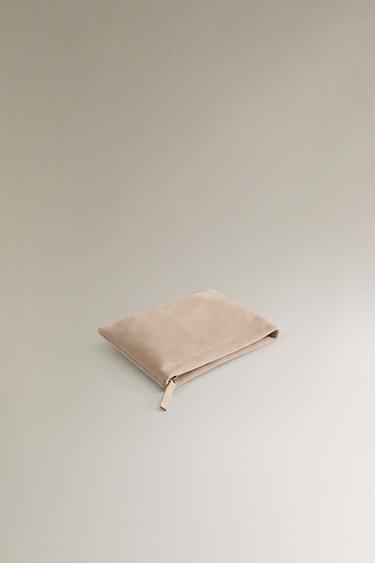 SMALL SPLIT LEATHER WASH BAG - Ecru White by Zara - Image 3