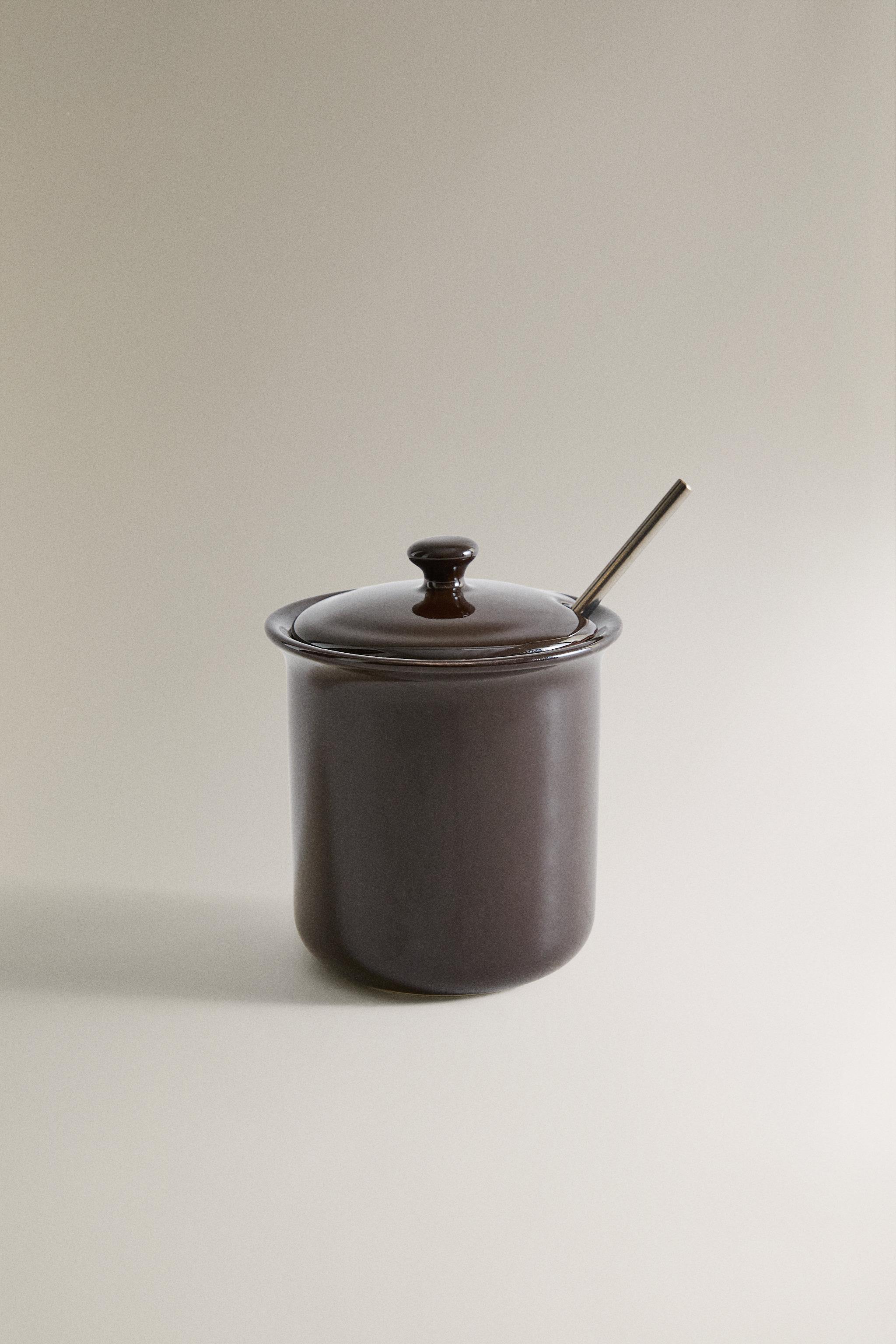 STONEWARE HONEY POT