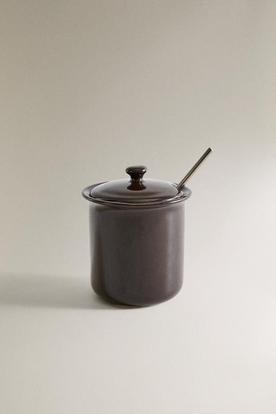 STONEWARE HONEY POT