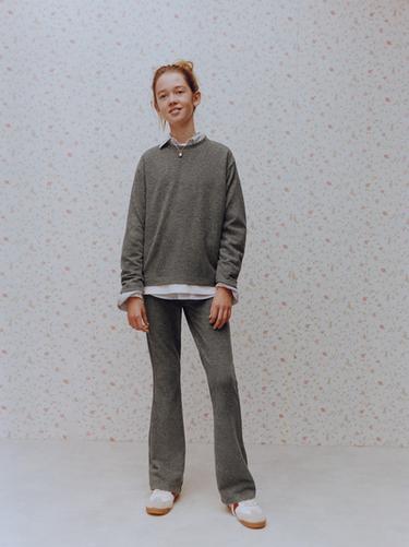 CALÇAS À BOCA DE SINO SOFT TOUCH - Cinzento-antracito da Zara