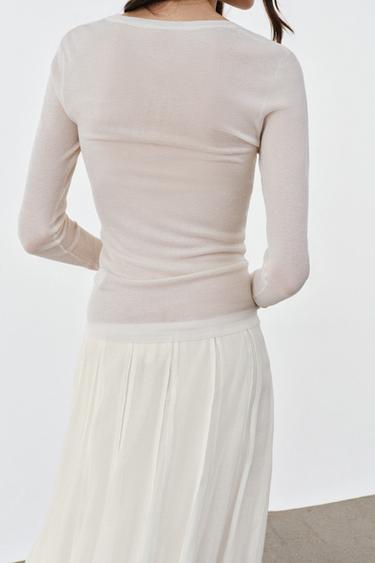 ZW COLLECTION CONTRAST FLOWING SKIRT - Oyster-white by Zara - Image 2