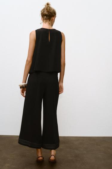 PLEATED HEM CULOTTE TROUSERS - Black by Zara - Image 5