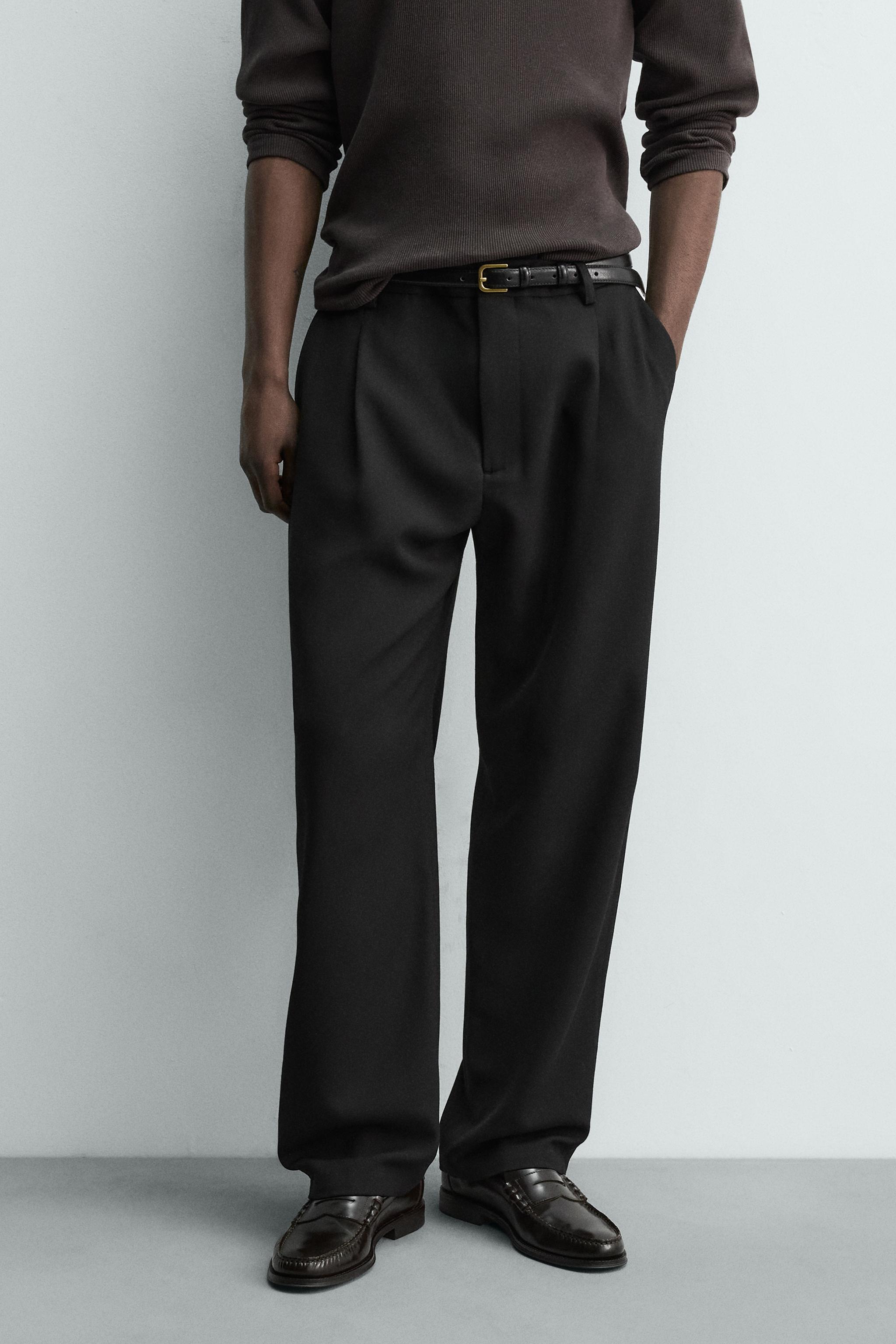 WOOL BLEND PLEATED PANTS