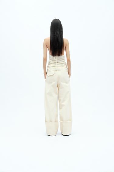HAUT À ENCOLURE AMÉRICAINE ET PLIS X FANGLU LIN - Blanc cassé de Zara - Image 2