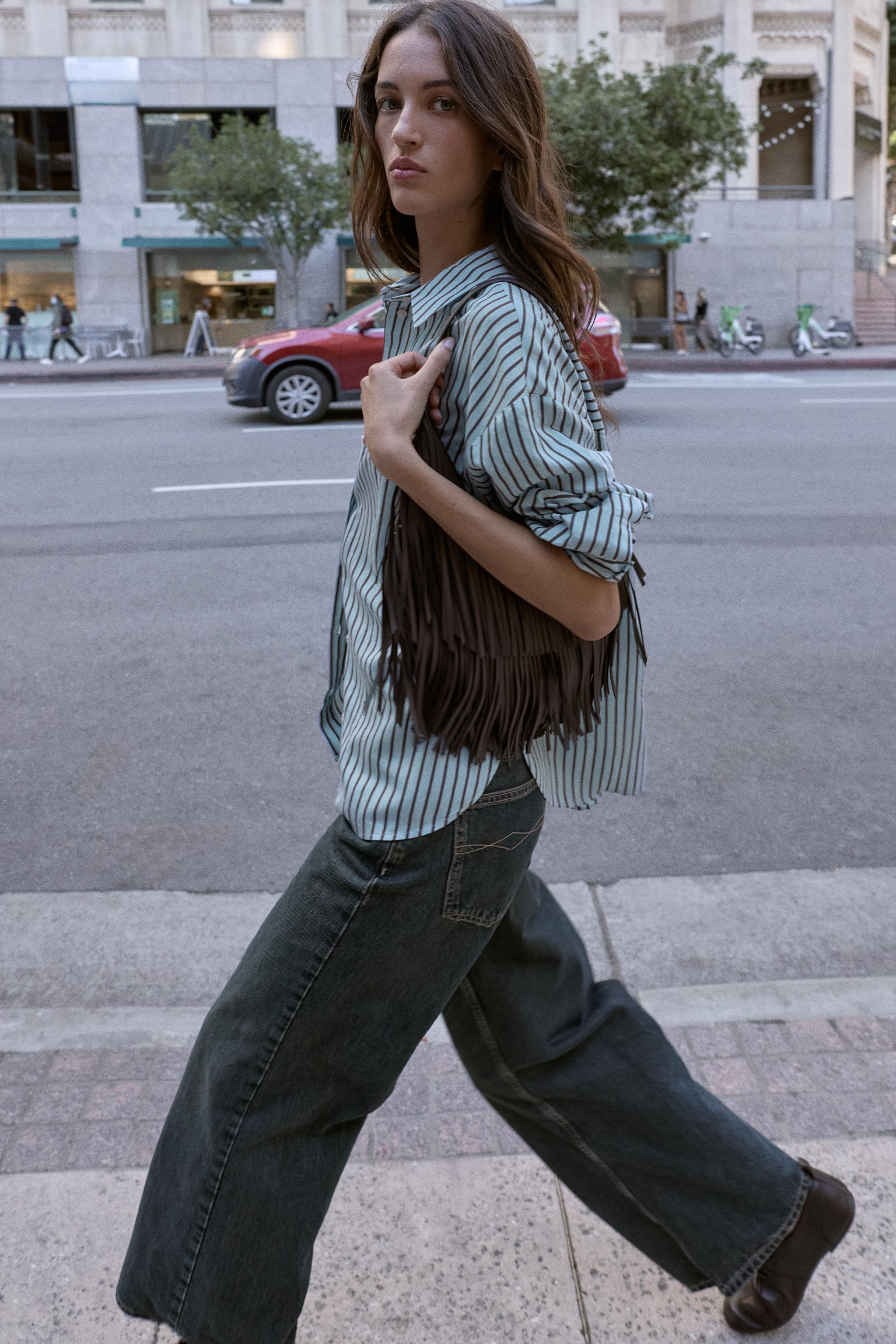 OVERSIZED STRIPED POPLIN SHIRT