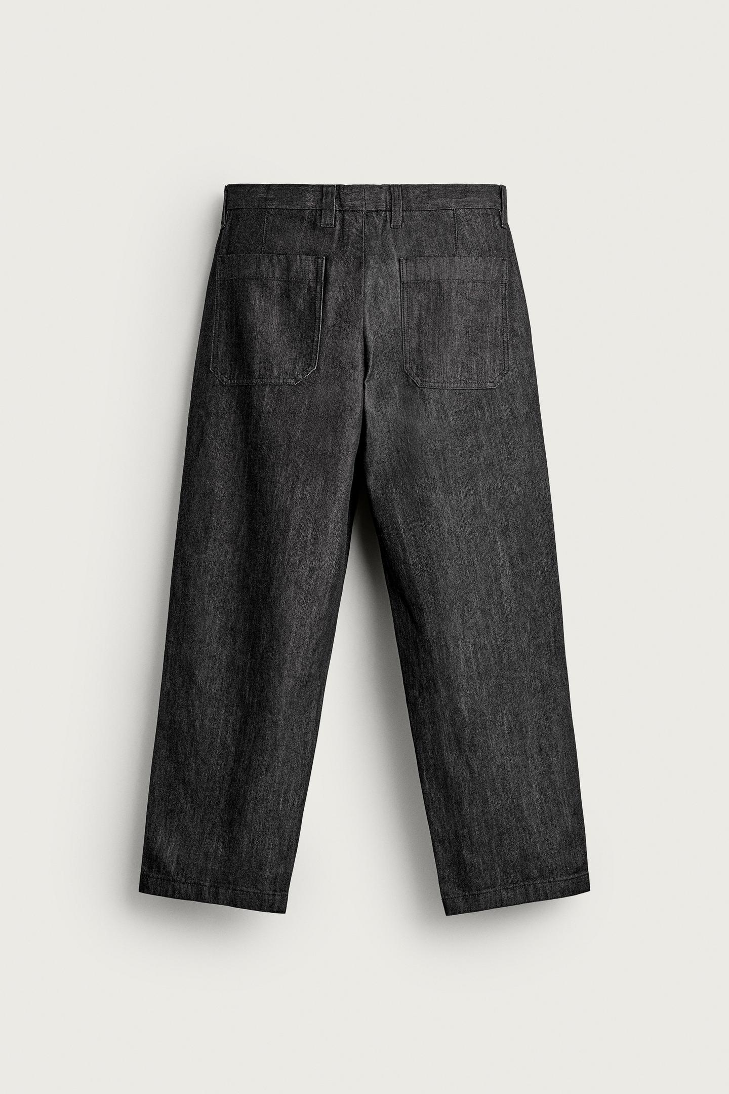 Мужские джинсы Zara Pleated Denim Chino, цвет: Чёрный — фото 7