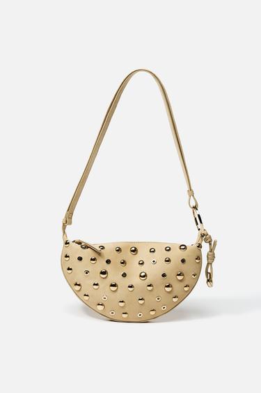 STUDDED SHOULDER BAG - Beige by Zara