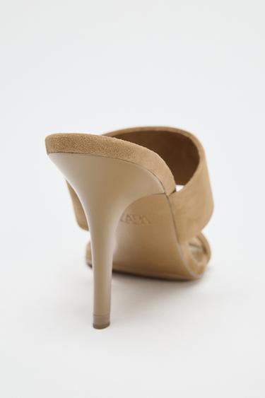 SANDALES À TALONS ET BRIDES EN DAIM - Beige clair de Zara - Image 5