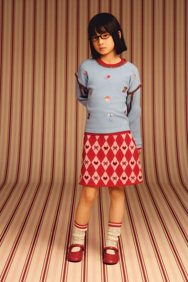 EMBROIDERED KNIT JUMPER - Light blue by Zara