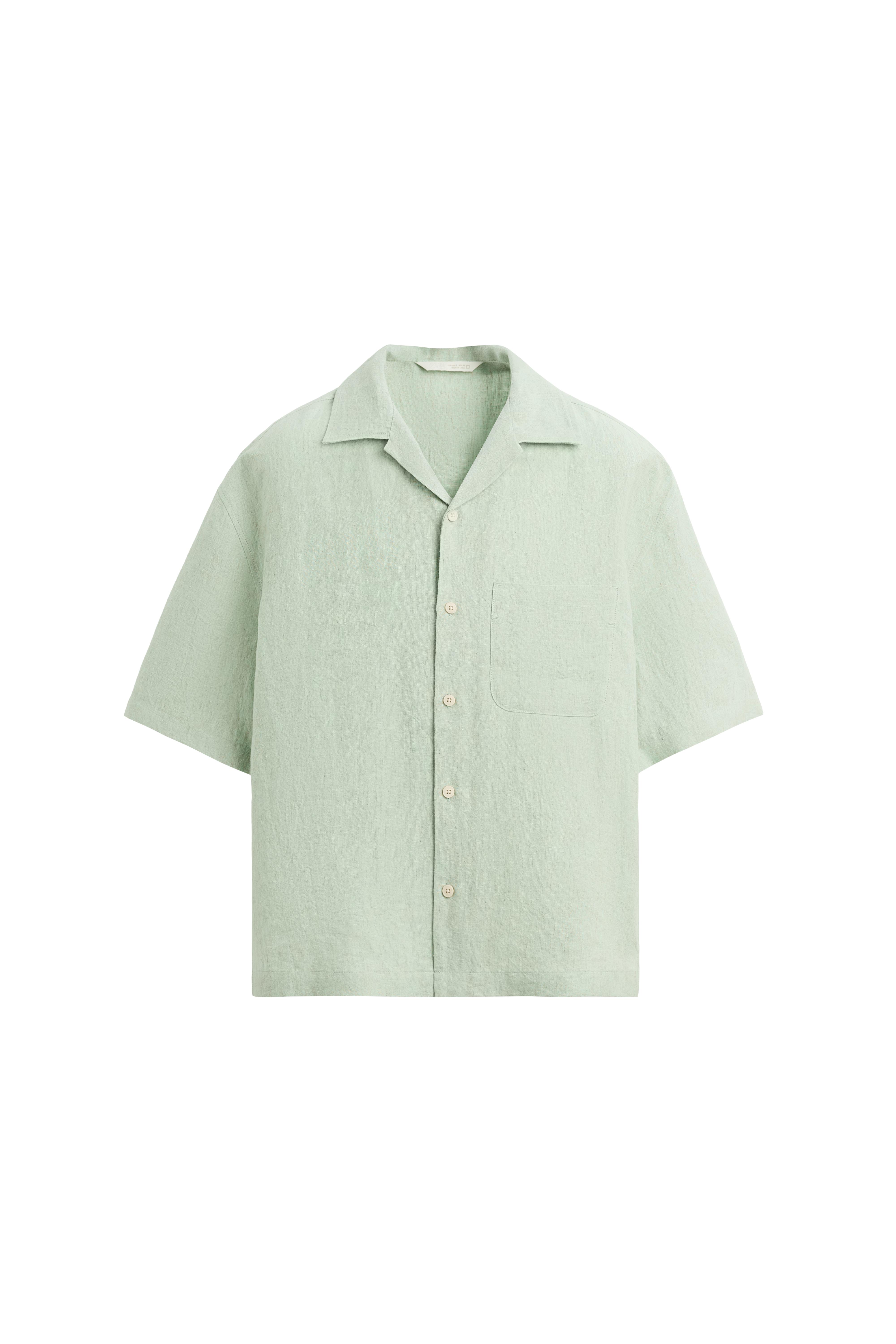 100% LINEN SHIRT - Turquoise | ZARA South Africa