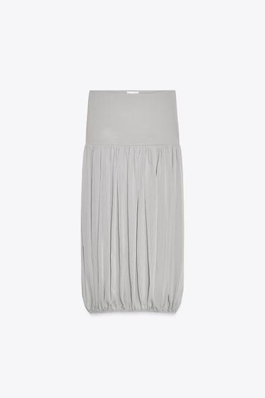 Zara BALLOON MIDI SKIRT - Pearl gray