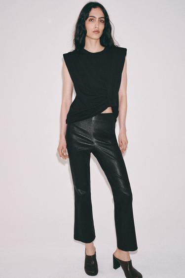 KNIT TOP WITH SHOULDER PADS - Black by Zara - Image 3