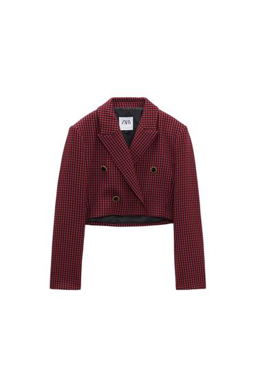 CROPPED HOUNDSTOOTH BLAZER