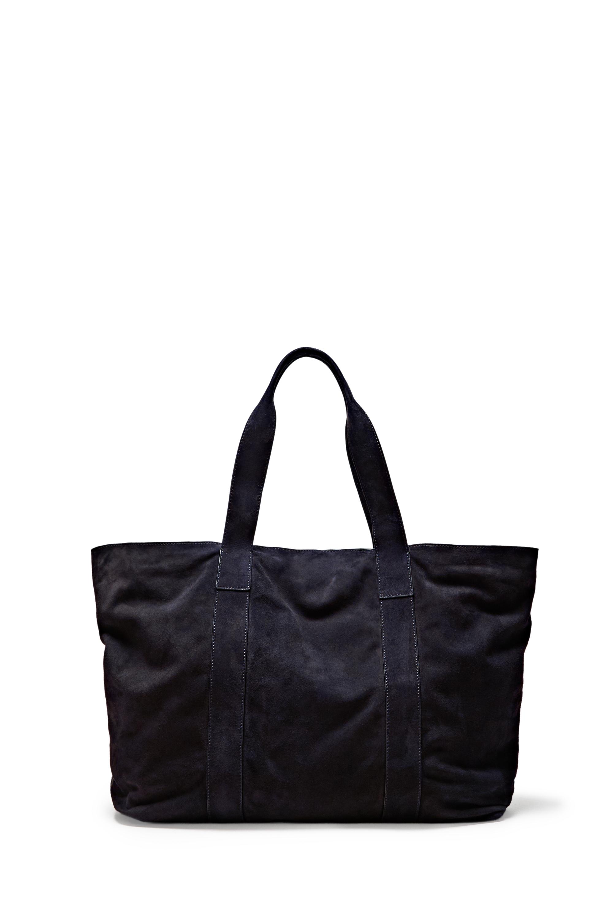 Split suede leather tote bag - Navy blue | ZARA United States
