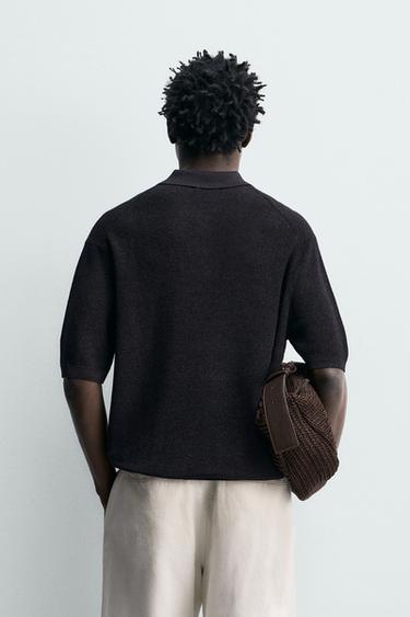 POLO FLUIDE STRUCTURÉ EN MAILLE - Aubergine de Zara - Image 2