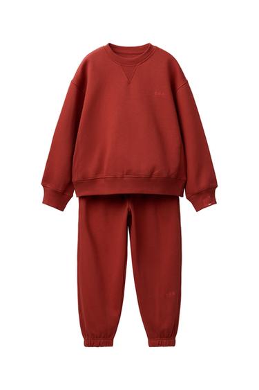 EMBROIDERED SWEATSHIRT AND JOGGERS SET - Red by Zara - Image 0