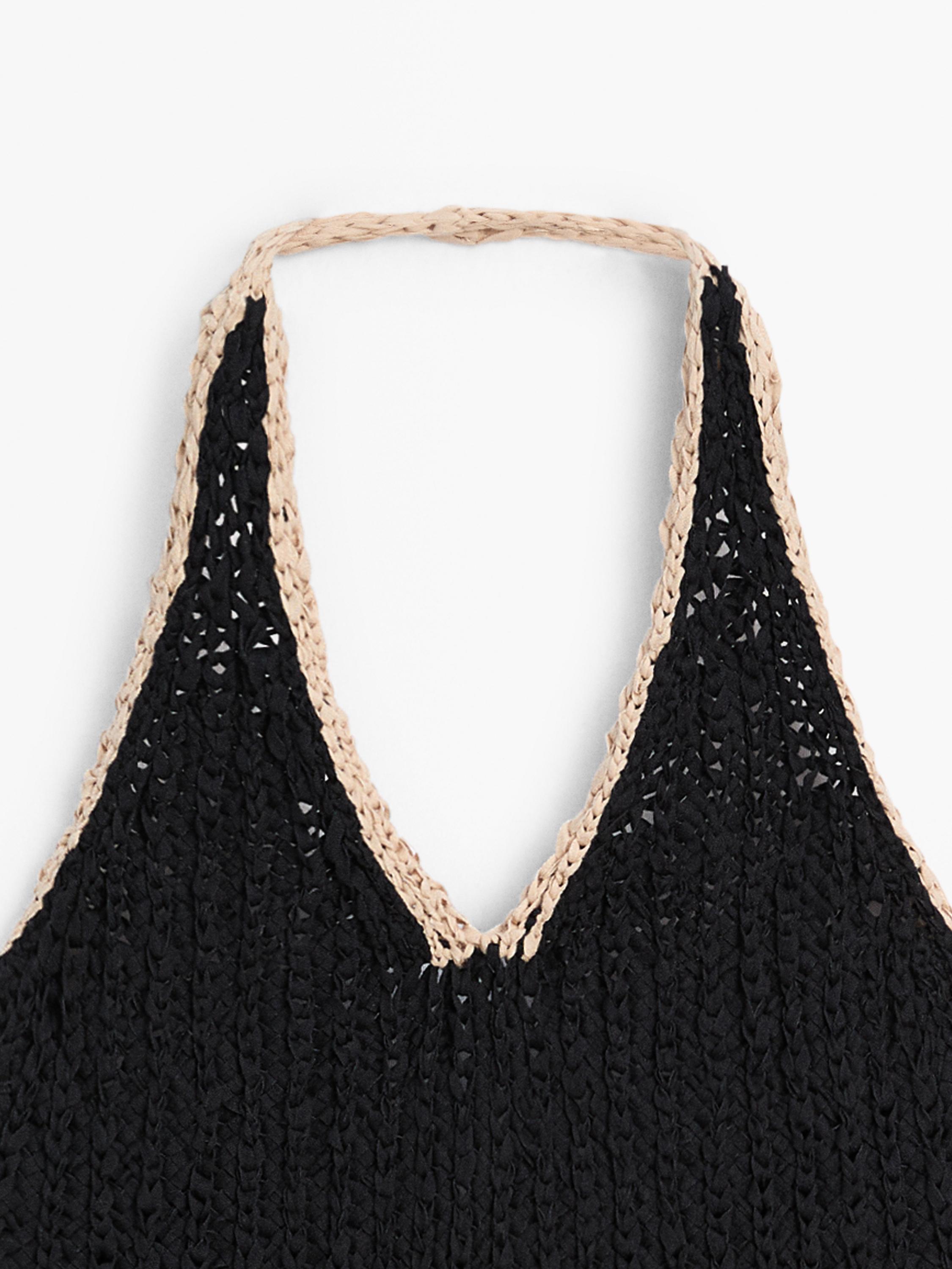Contrast knit halter top