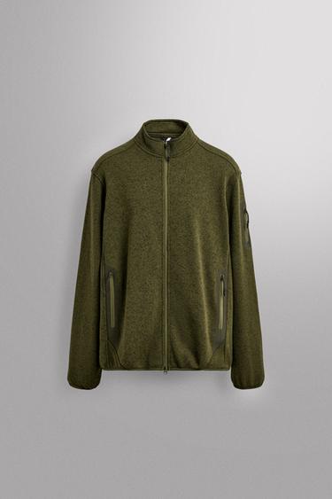 GILET EN MAILLE BIMATIÈRE AVEC POLAIRE - Vert de Zara - Image 0