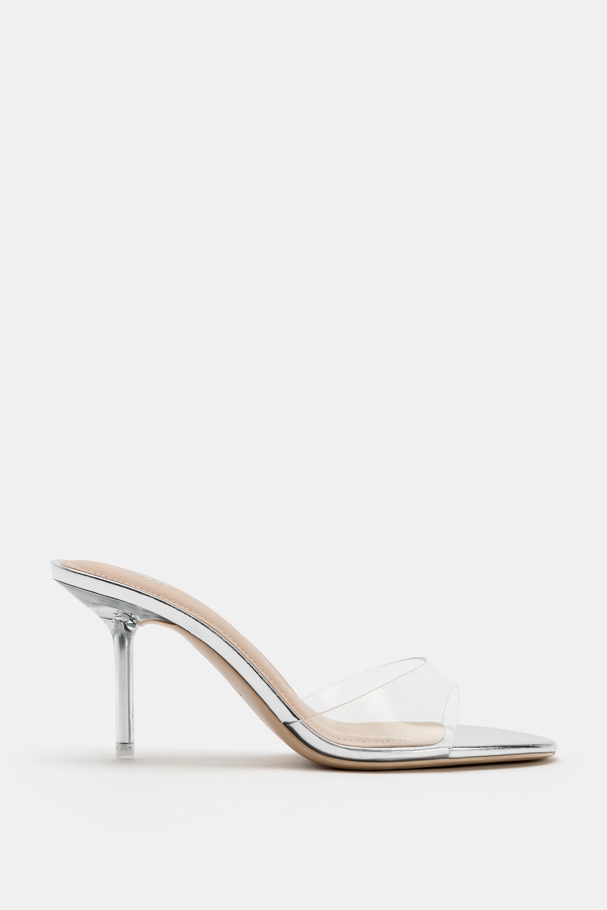 ラミネートビニールハイヒールサンダル - シルバー | ZARA Japan / 日本