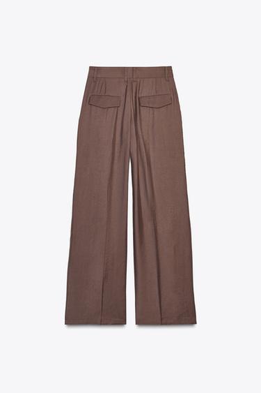 DOUBLE PLEAT TROUSERS WITH FLAPS - Dark brown by Zara - Image 6