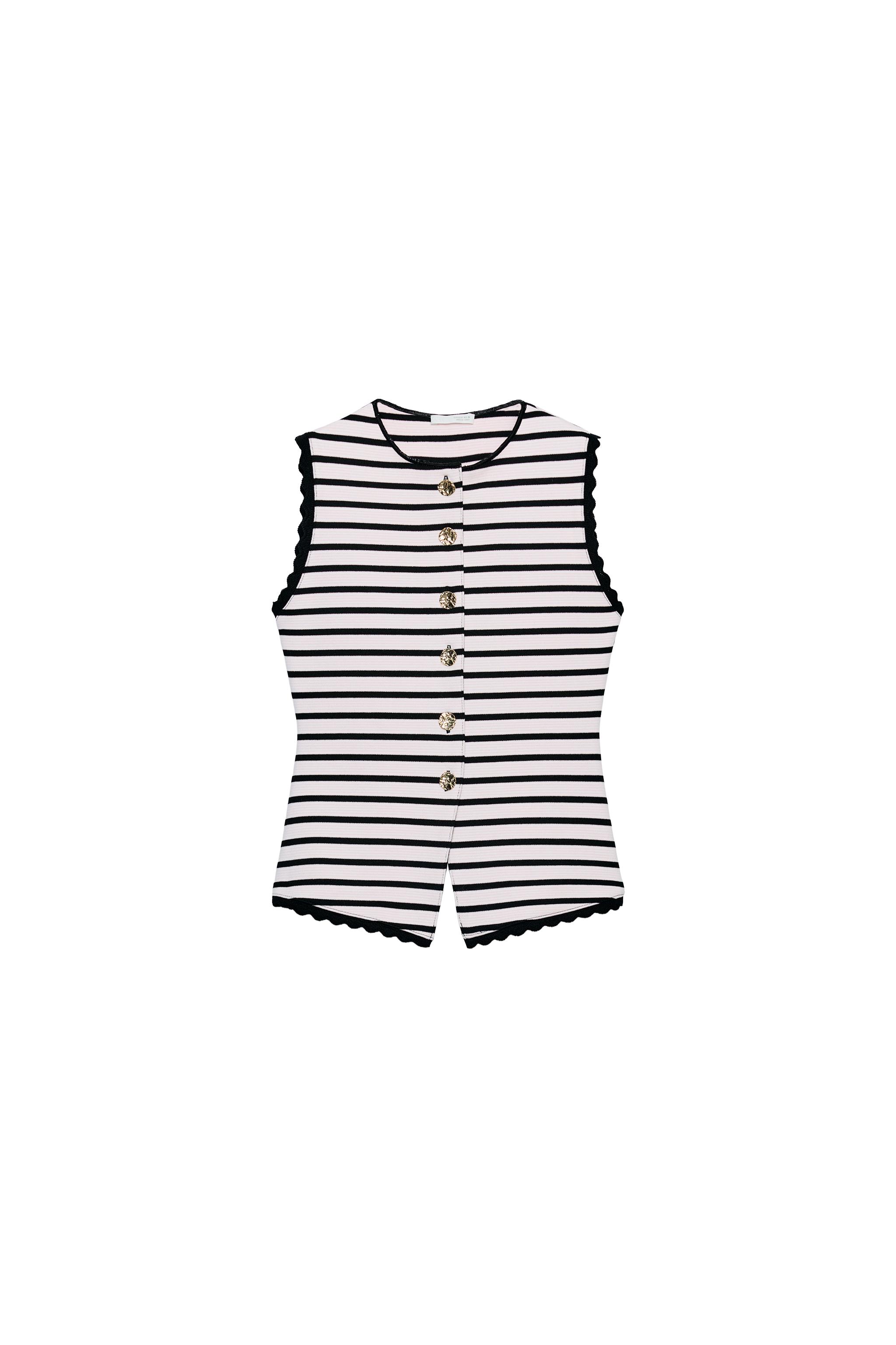 ストライプボタン付きベストトップ - ストライプ | ZARA Japan / 日本