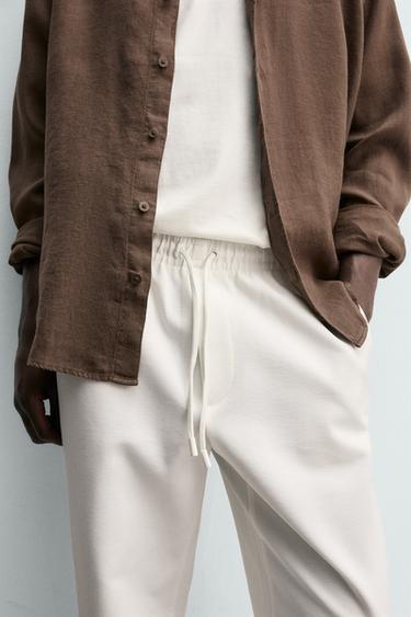 PANTALON STYLE JOGGING À TAILLE EASY CARE - Blanc cassé de Zara - Image 4