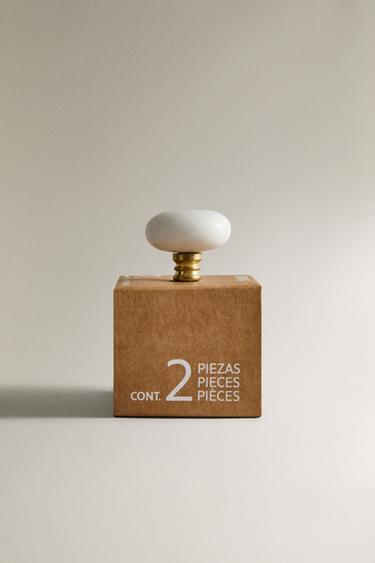 PACK OF OVAL MARBLE DOOR KNOBS (PACK OF 2) - white by Zara - Image 3