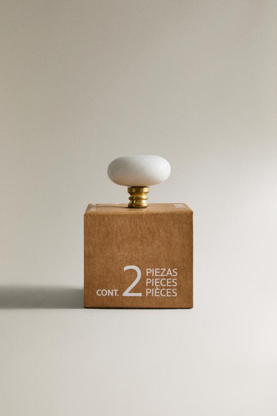 LOT DE BOUTONS MEUBLE EN MARBRE OVALES (LOT DE 2) - blanc de Zara - Image 3