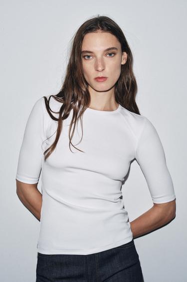CAMISETA RIB - Blanco de Zara