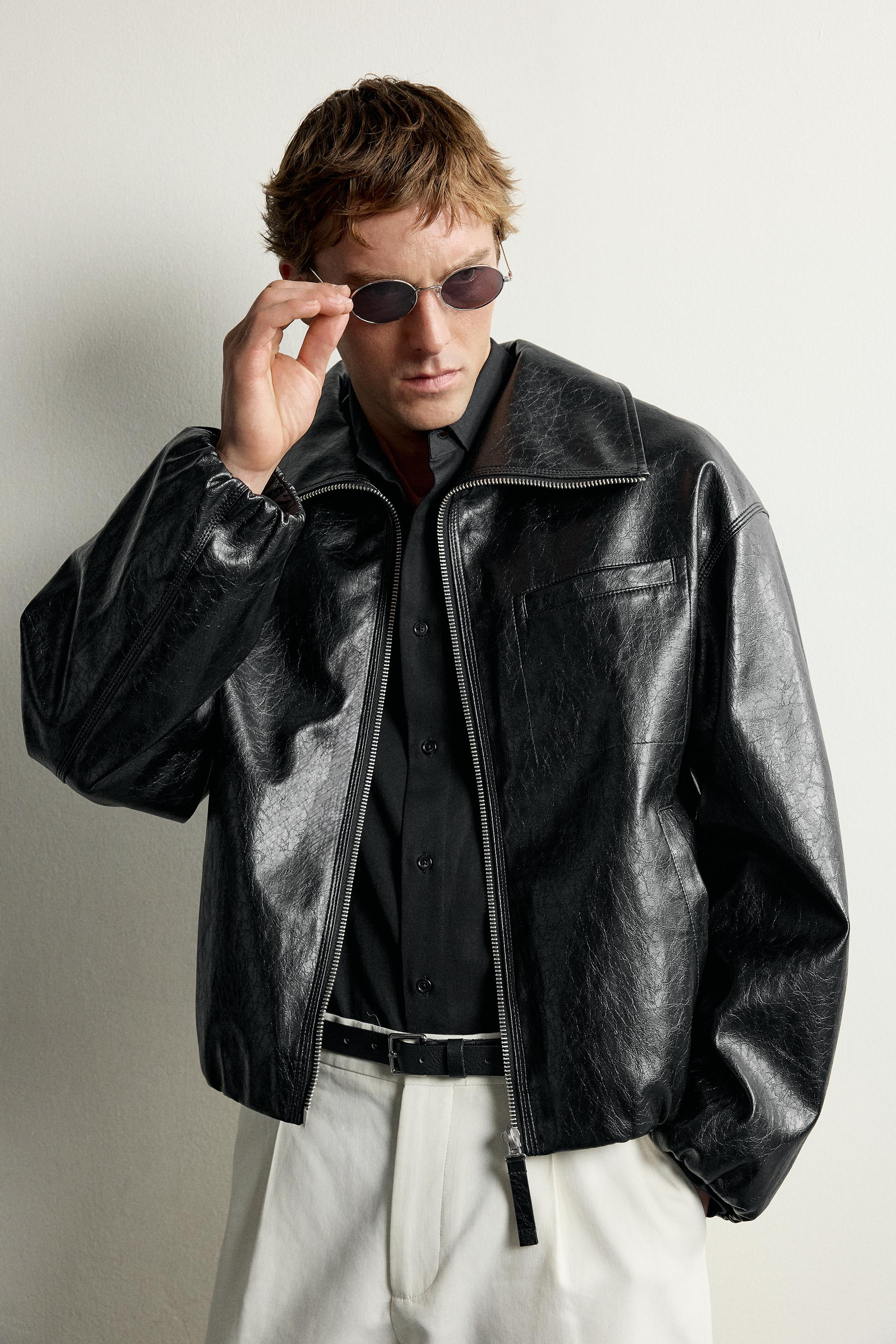 BLOUSON CROPPED FIT MATIÈRE SYNTHÉTIQUE