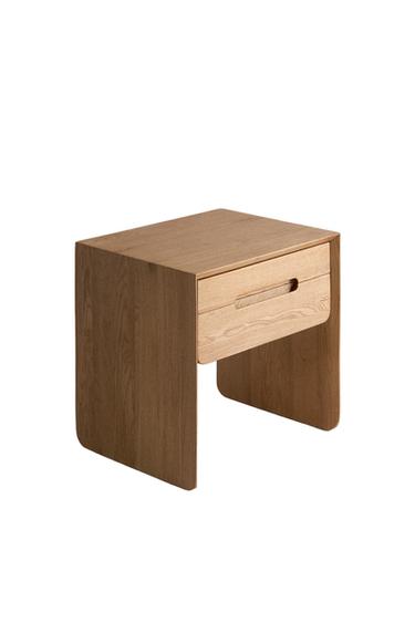 Zara OAK WOOD BEDSIDE TABLE - Light beige