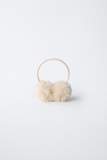 CURLY FAUX FUR EARMUFFS SKI COLLECTION - Ecru by Zara - Image 1