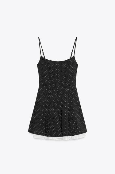 POLKA DOT COMBINATION DRESS - Black / White by Zara