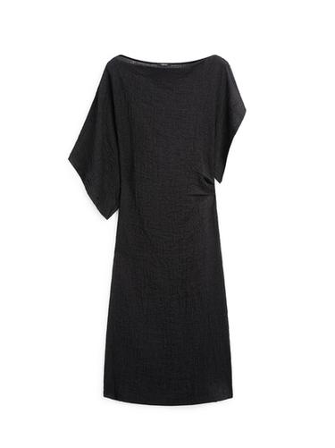 Zara Asymmetric sleeve linen dress - Black