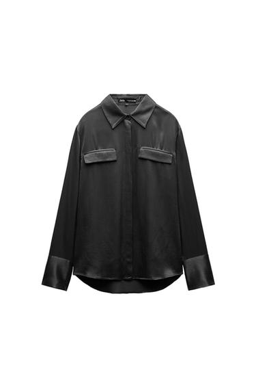 ZW COLLECTION SATIN SHIRT WITH POCKETS