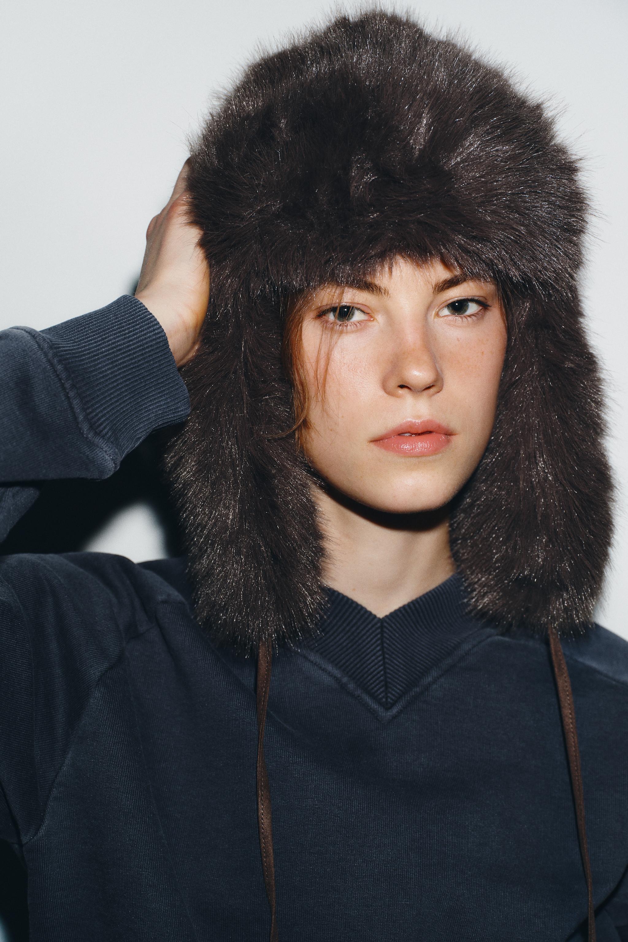 AVIATOR HAT WITH FAUX FUR - Gray | ZARA United States