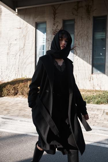 SOFT HOODED COAT - Black by Zara