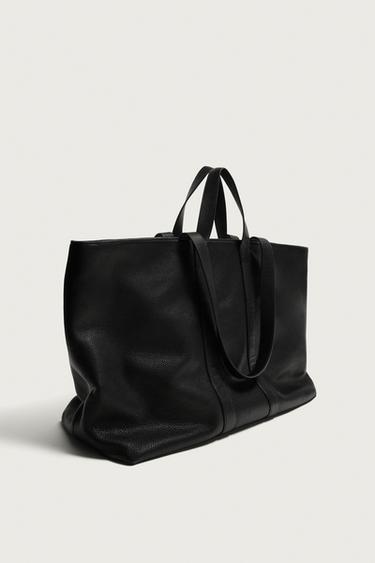 LEATHER SHOPPER BAG — Black 2