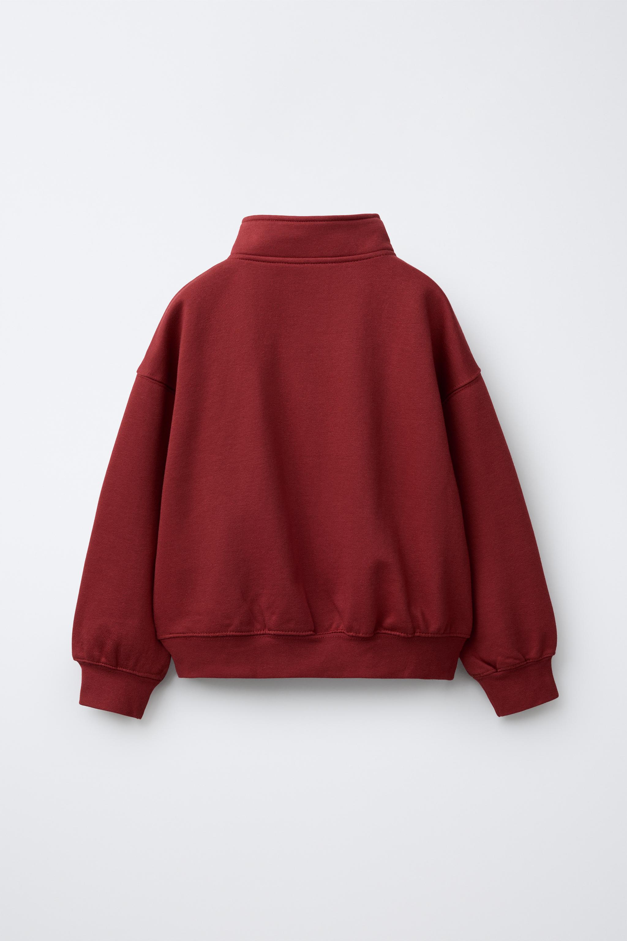 BASIC ZIP-UP SWEATSHIRT - Red | ZARA Canada