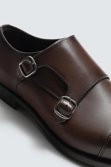 CHAUSSURES EN CUIR DOUBLE BOUCLE - Marron de Zara - Image 5
