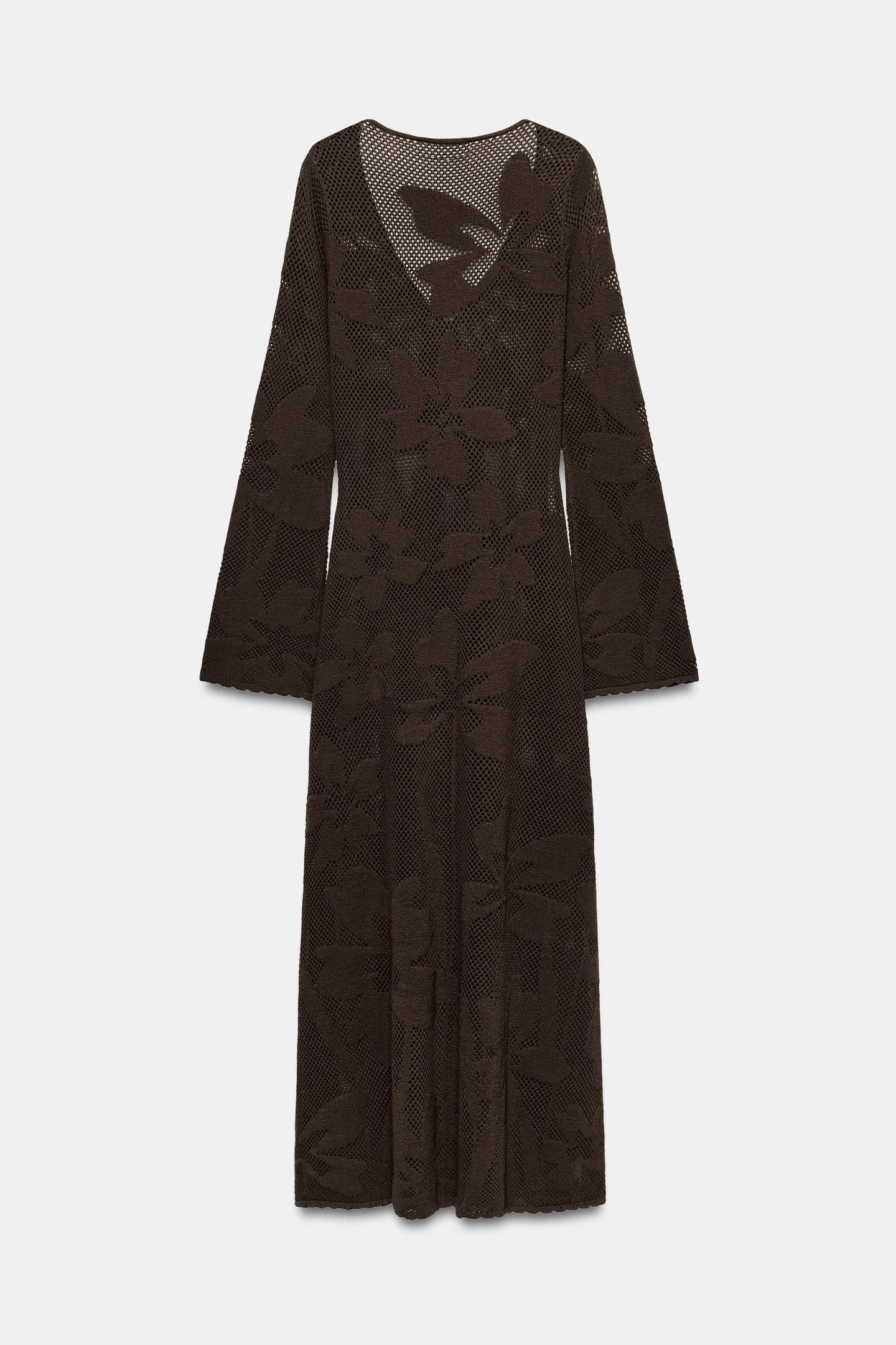 Женское платье Zara Long Knit, цвет: Коричневый — фото 7