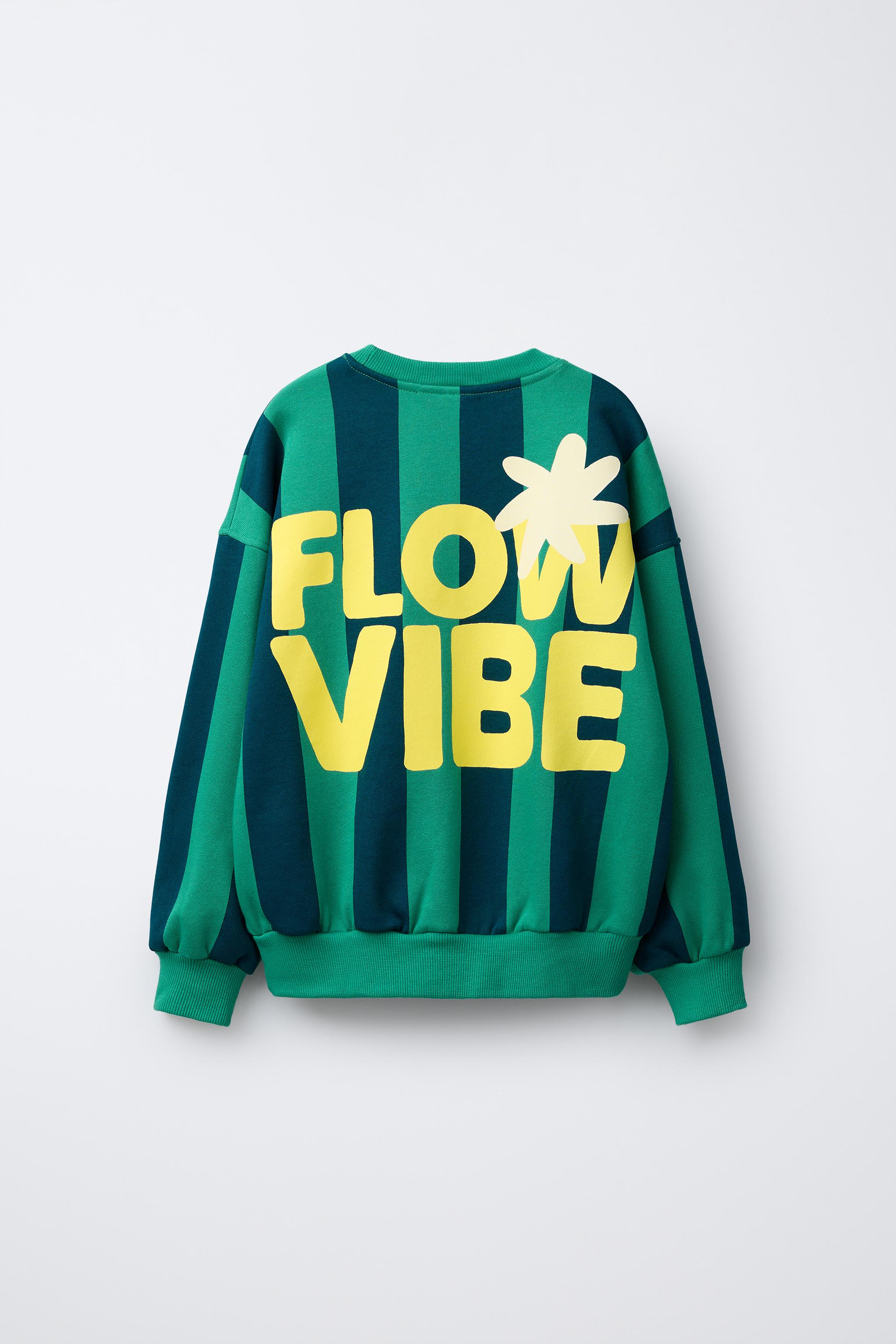 STRIPED TEXT SWEATSHIRT