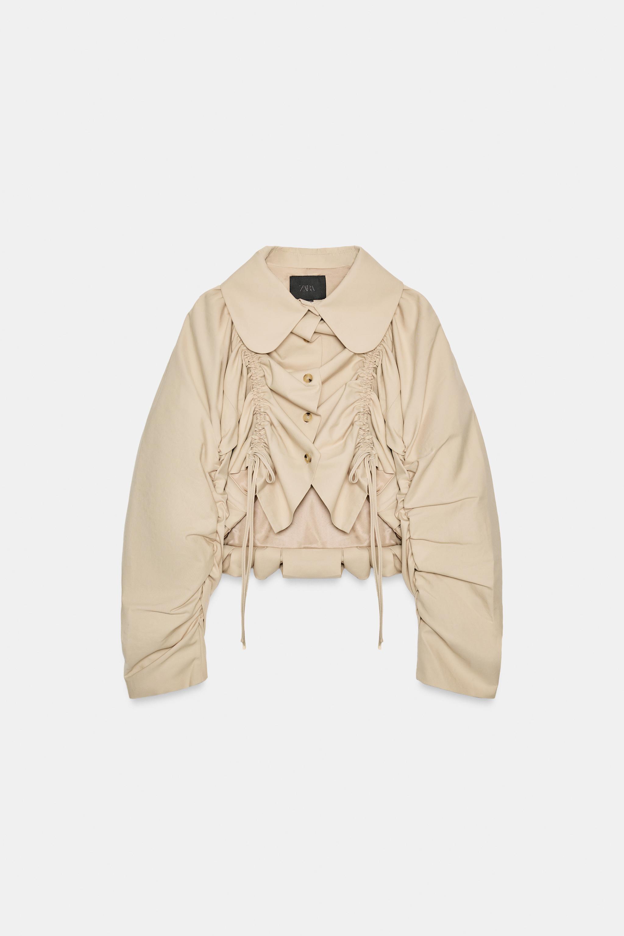 VESTE COURTE GABARDINE À PLIS