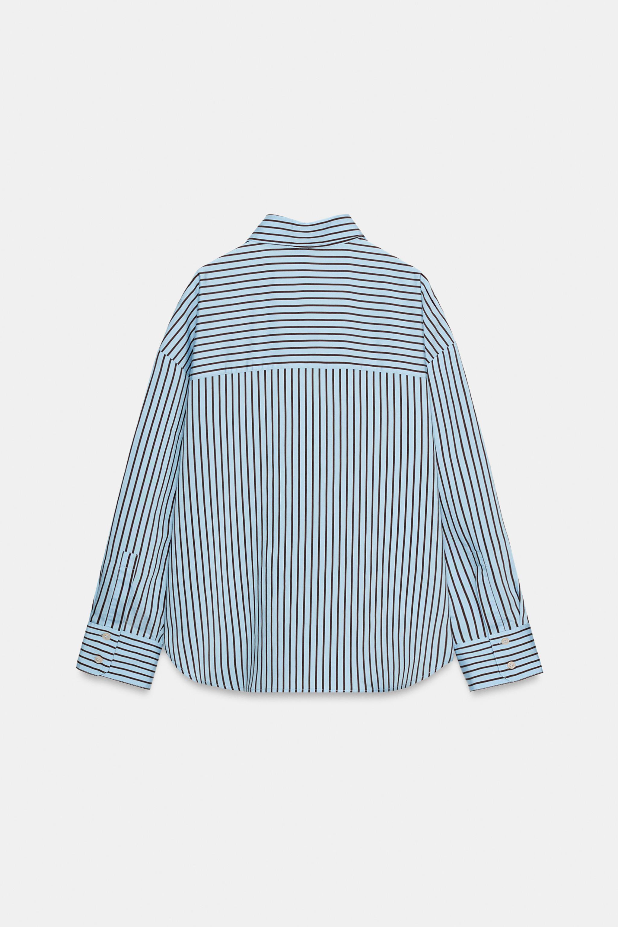 ÇİZGİLİ OVERSIZE POPLIN GÖMLEK - Görsel 6