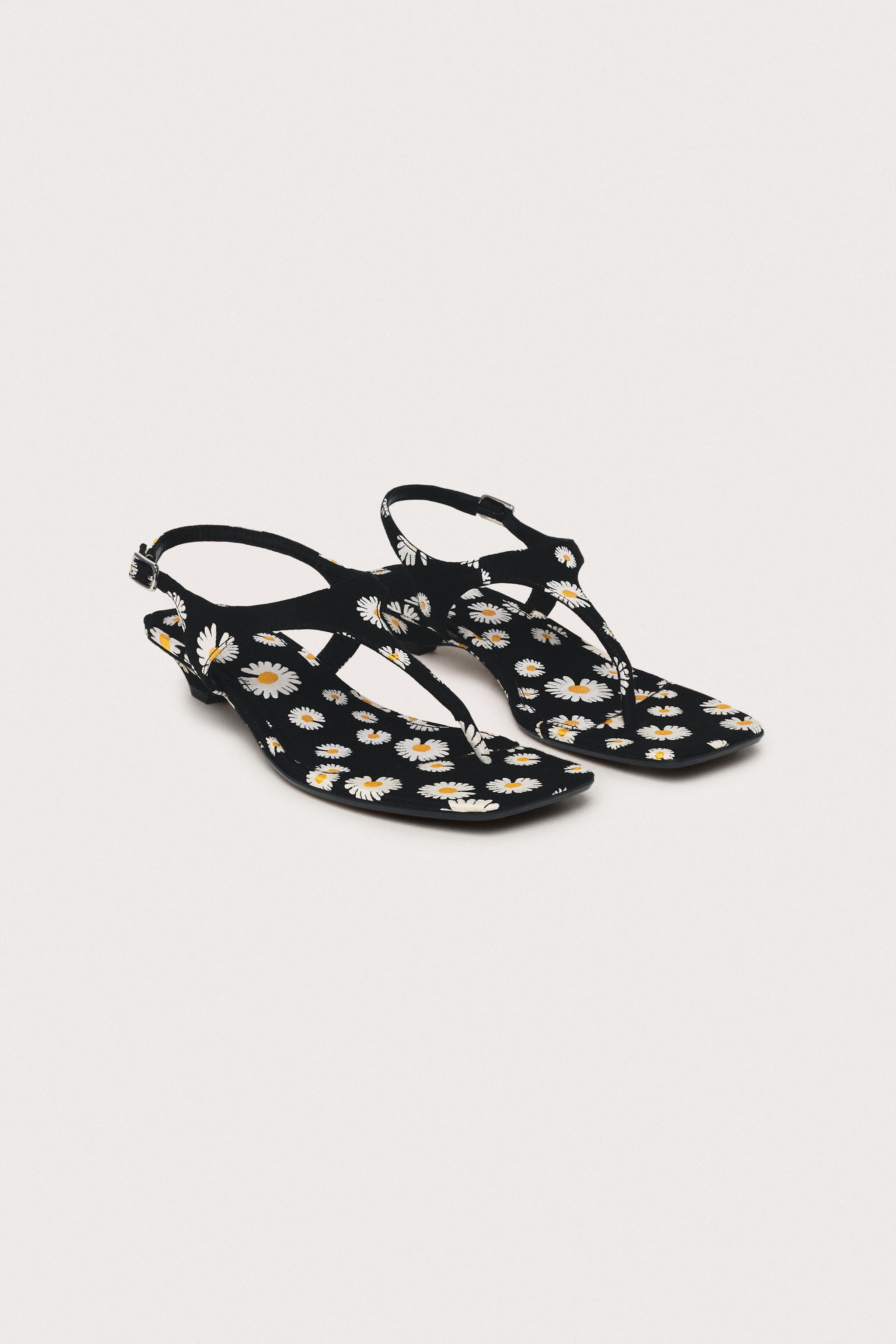 LIMITED EDITION PRINTED KITTEN HEEL SANDALS