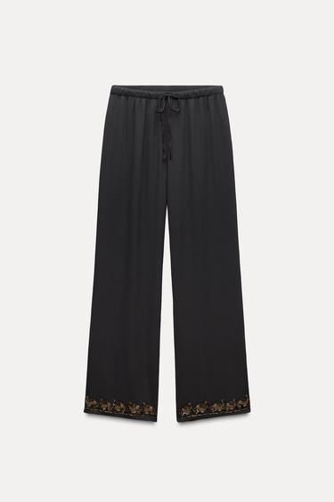 FLOWING BEADED TROUSERS ZW COLLECTION - Dark grey by Zara
