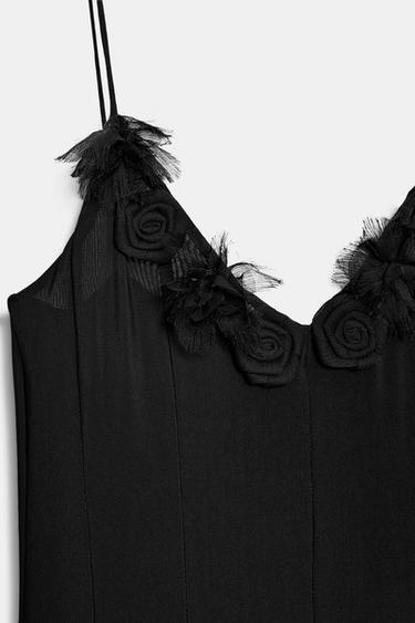 MIDI TULLE FLORAL DRESS - Black by Zara - Image 6