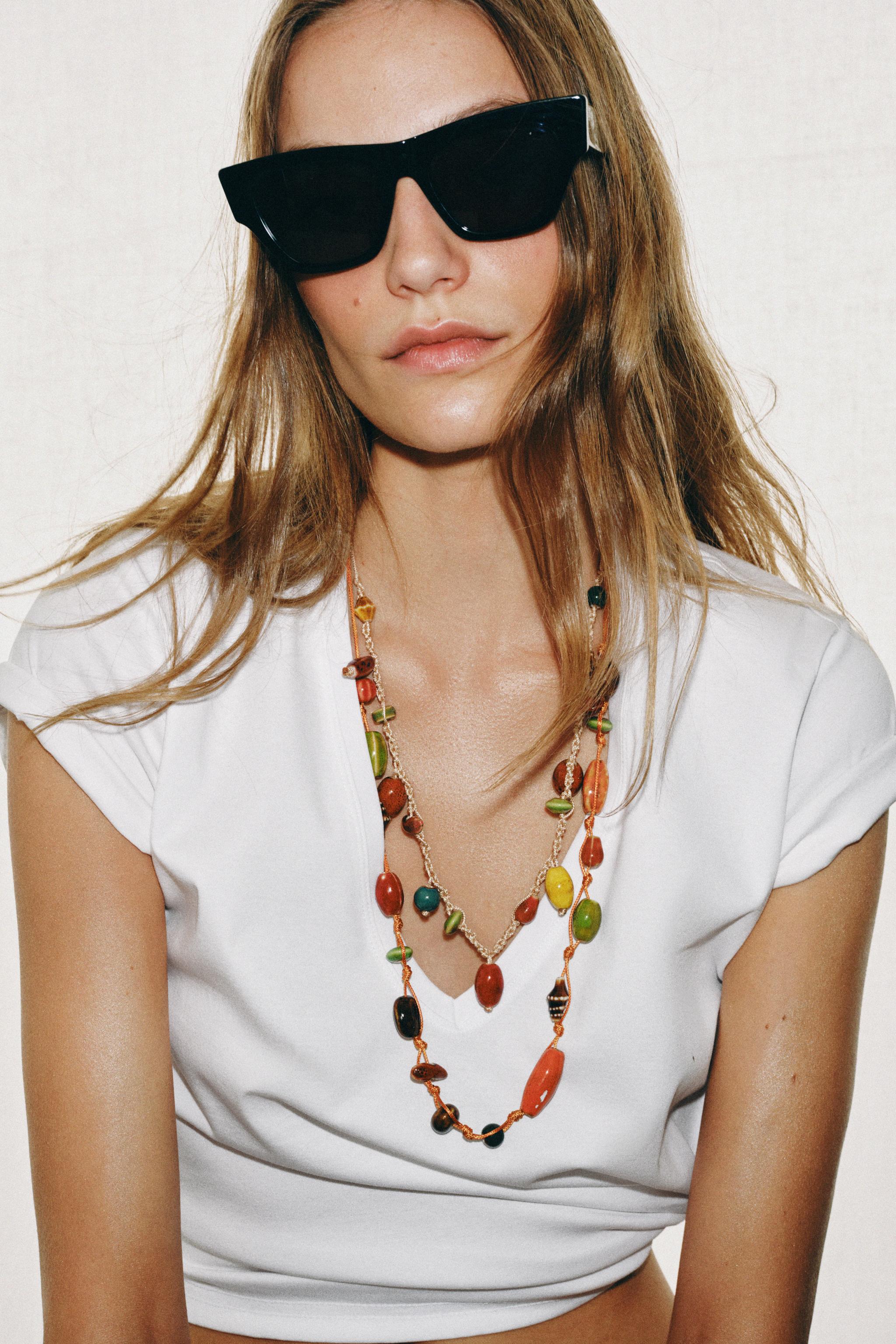 COLLIER DOUBLE LACET PIÈCES CÉRAMIQUE